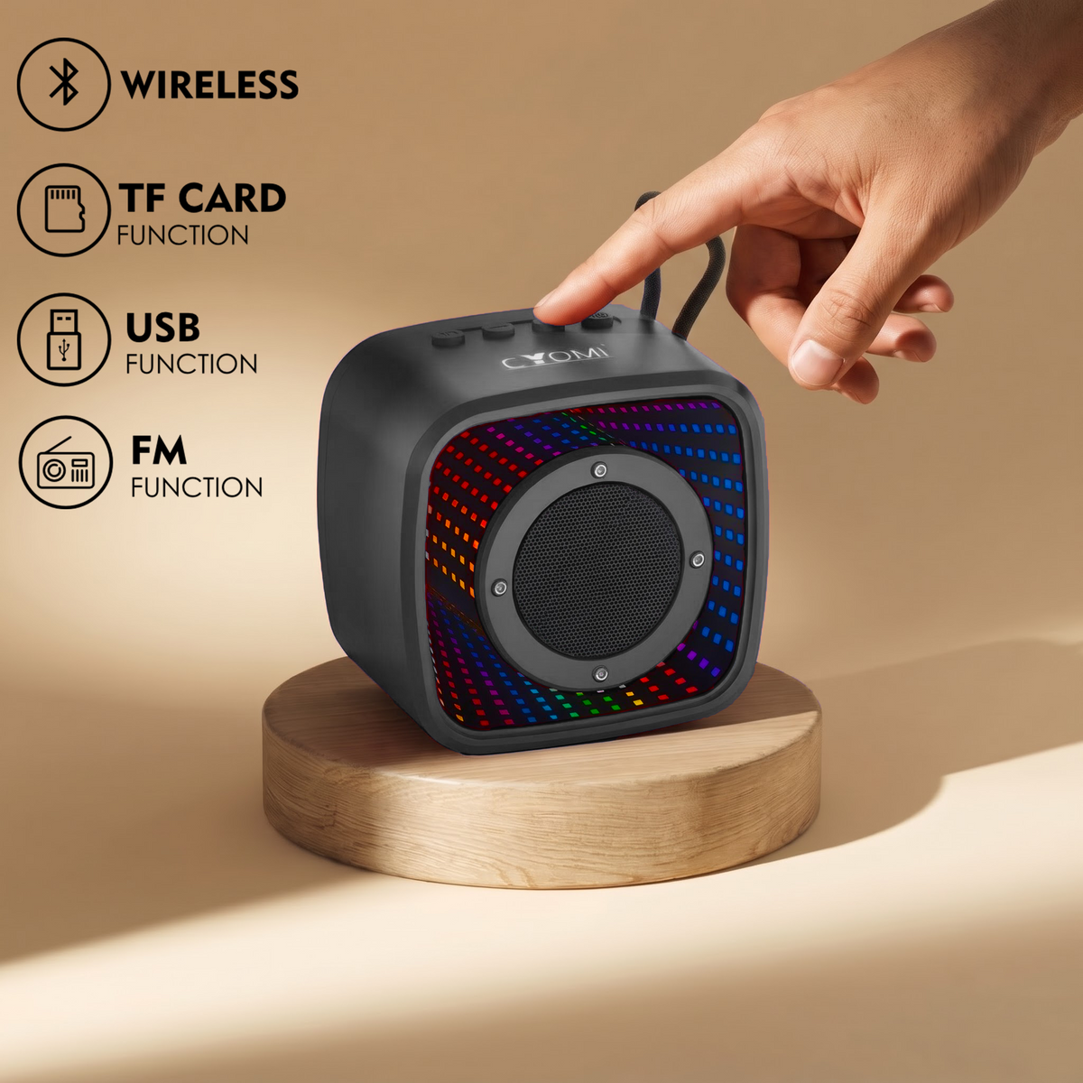 CYOMI Star 677 5W Bluetooth Speaker with Infinity Mirror Lights & Thumping Bass